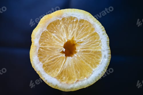 Preview: A Closeup Shot Of A Juicy Lemon Isolated On A Blue Background