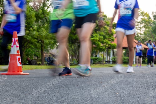 Preview: Blurred Concept Group Of Marathon People Jogging In The Park In Morning