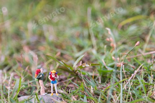 Preview: Travel And Adventure Concepts. Traveler Miniature Mini Figure With Backpack Stand And Walking On