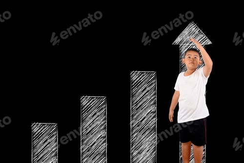Preview: The Boy Measured The Height With The Blackboard