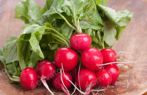 Preview: A Closeup Shot Of Fresh Radishes On A Wooden Table