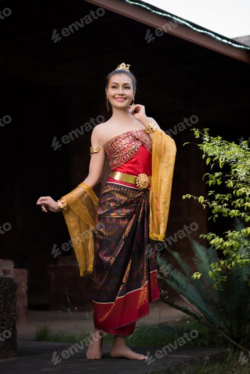 Preview: Beautiful Woman Wearing Typical Thai Dress