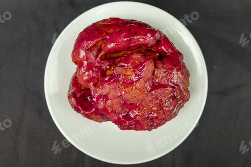 Preview: A Top View Of A Delicious Pie With Raspberry Jam On A Black Background