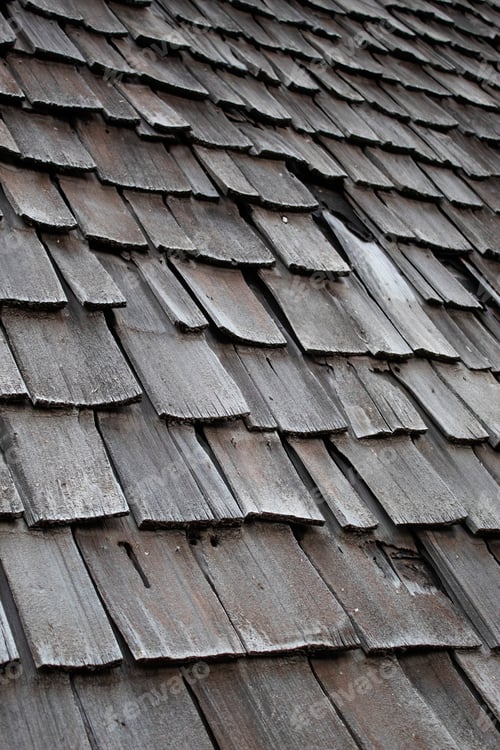 Preview: A Closeup Shot Of Old Wood Shingles Roof