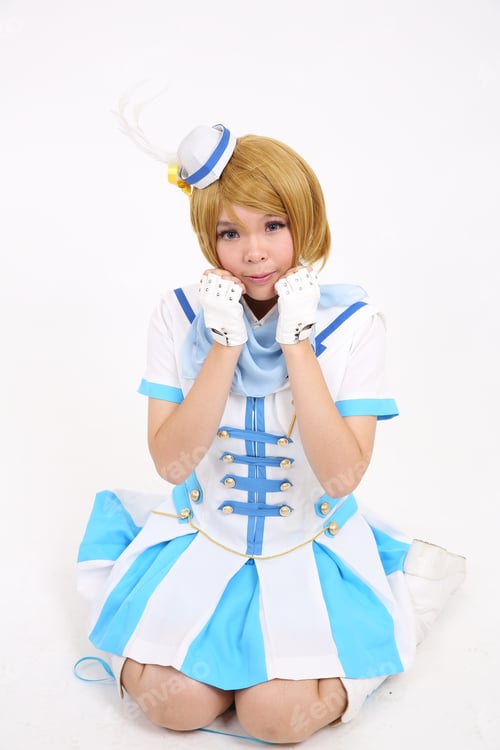 Preview: Portrait Cosplay Dancing Girl Isolated In White Background