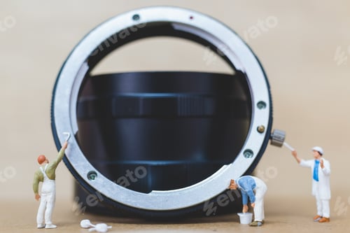 Preview: Miniature People : Worker Team Checking The Pipe , Plumbing Repair Service Concept