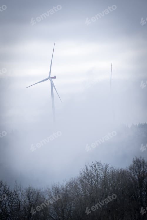 Preview: A Windmill In A Foggy Forest