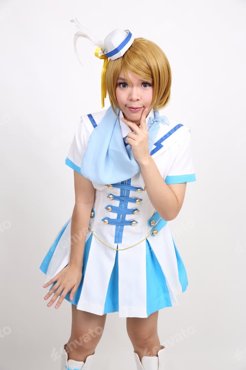 Preview: Portrait Cosplay Dancing Girl Isolated In White Background
