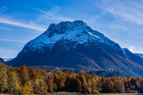 Preview: A Beautiful View Of The Rocky Tronador Stratovolcano Under The Blue Sky In The Southern Andes