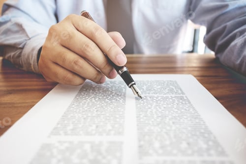 Preview: Lawyer Working With Contract Insurance.