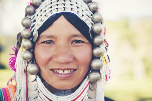 Preview: Smile Face Close Up Young Woman Hill Tribe.