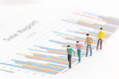 Preview: Miniature Figures Businessman Standing On A Graph Chart