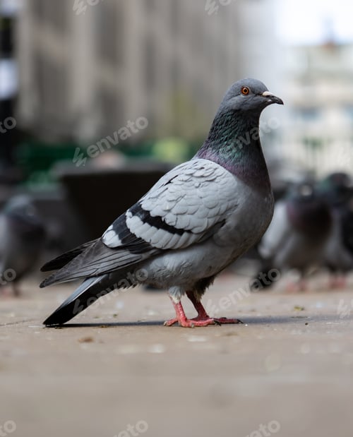 Preview: A Closeup Shot Of A Feral Pigeon In A City