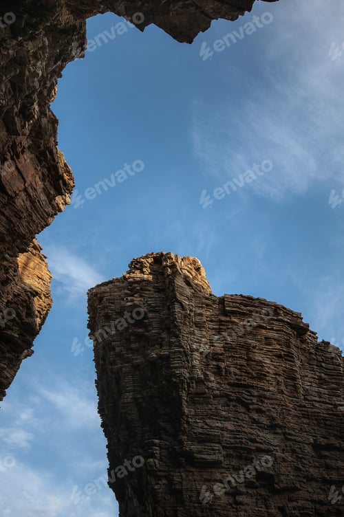 Preview: Shapes Created By The Rock On The Coast, Worn By The Erosion Of Time When The Sun Begins To Bathe