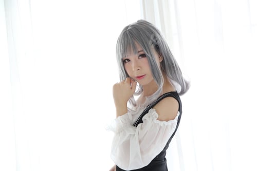 Preview: Portrait Young Asian Woman With Fashion Dress In White Tone Room