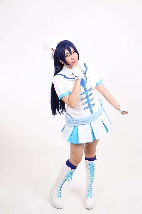 Preview: Portrait Cosplay Dancing Girl Isolated In White Background