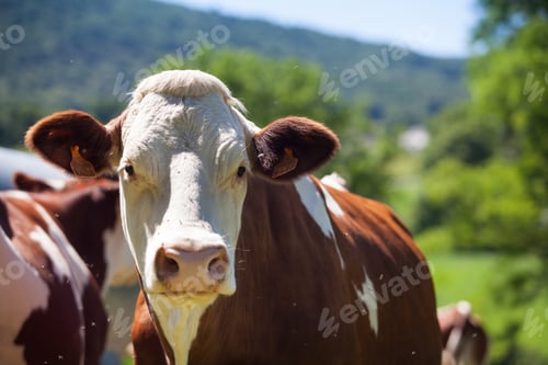 Preview: A Herd Of Cows Producing Milk For Gruyere Cheese In France In The Spring