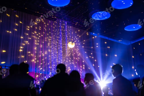 Preview: Blurred Concept Night Scene In Concert Party With Audience And Lighting.