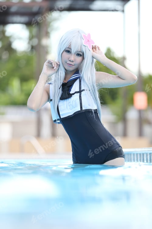 Preview: Asian Cosplay Girl With Swim Suite