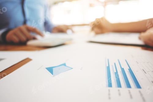 Preview: Two Businessman Working Together With Financial Report, Selective Focus