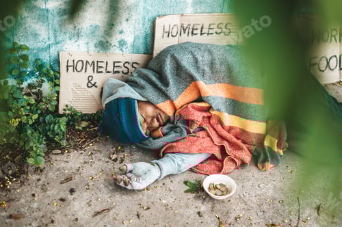 Preview: The Beggars Lay On Their Side Of The Street With Dirty Clothes.