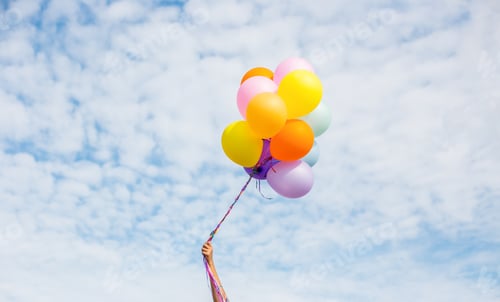 Preview: Beautiful Girl Jumping With Balloons On The Beach