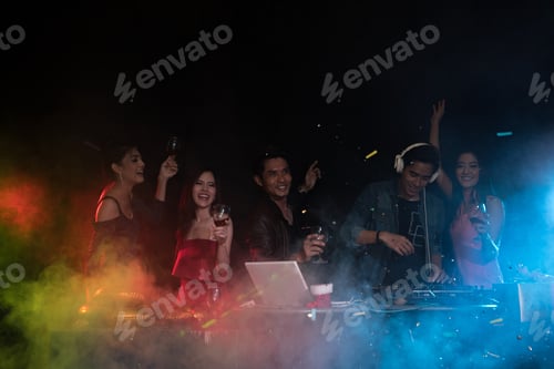Preview: Party Young People Group Dancing In Night Club