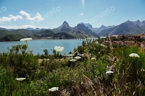 Preview: A Scenic View Of A Mountainous Landscape And A River In Riano, Leon Spain