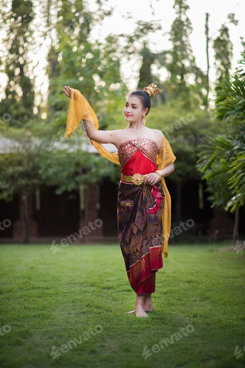Preview: Beautiful Woman Wearing Typical Thai Dress
