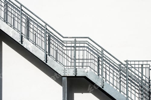Preview: The Metal Stairs On A White Building Wall