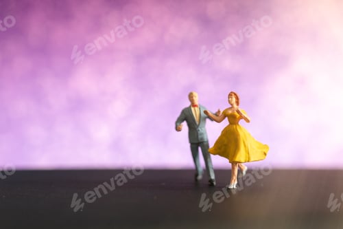 Preview: Miniature People , Couple Dancing With Colorful Bokeh Background