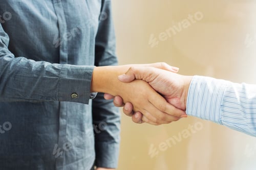 Preview: Business Partnership Meeting Handshake In Office Room.