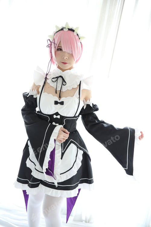 Preview: Portrait Of Japan Anime Cosplay Woman , White Japanese Maid In White Tone Room