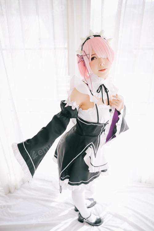 Preview: Portrait Of Japan Anime Cosplay Woman , White Japanese Maid In White Tone Room