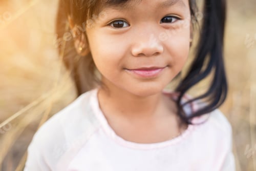 Preview: Portrait Of Happy Smiling Cute Little Girl Child Outdoors In Summer Day