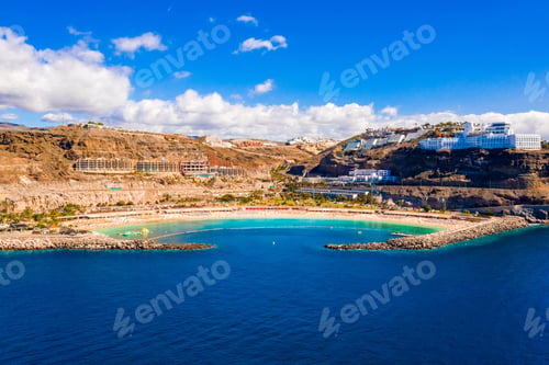 Preview: An Aerial Shot Of Amadores Beach On The Gran Canaria Island In Spain