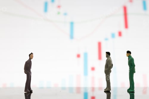 Preview: Miniature Figures Businessman Standing On A Graph Chart