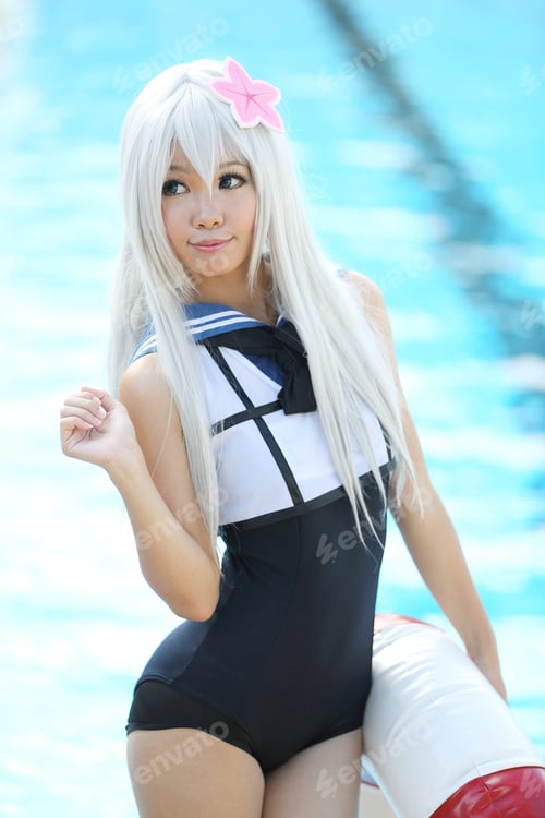 Preview: Asian Cosplay Girl With Swim Suite