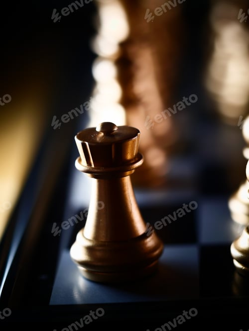 Preview: A Vertical Closeup Shot Of A Metallic Gold Rook Chess Piece