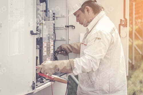 Preview: Engineer Working On Checking And Maintenance Equipment At Green Energy Solar Power Plant: Checking