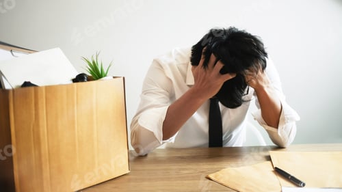 Preview: Man Stressing With Resignation Letter For Quit A Job.