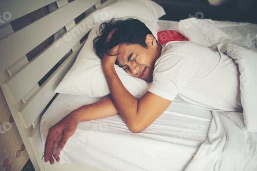 Preview: Man Sleeping On Bed In The Morning