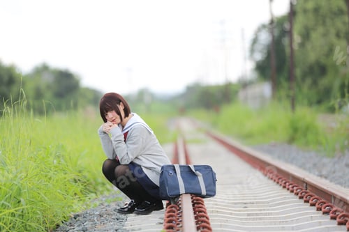 Preview: Portrait Of Japanese School Girl With Countryside Park
