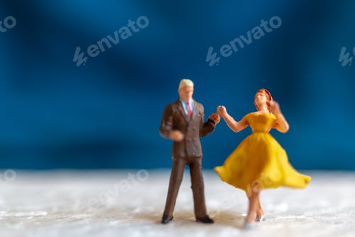 Preview: Miniature People , Couple Dancing On The Floor , Valentine'S Day Concept