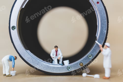 Preview: Miniature People : Worker Team Checking The Pipe , Plumbing Repair Service Concept