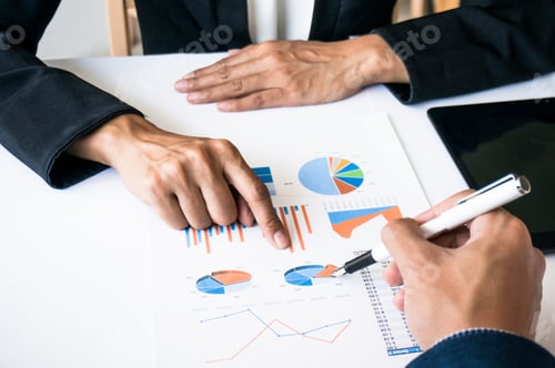 Preview: Business Executives Hands At Working With Financial Plan