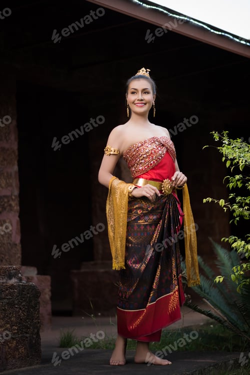 Preview: Beautiful Woman Wearing Typical Thai Dress