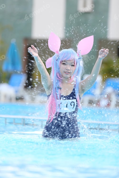 Preview: Asian Girl Cosplay With Swimsuit