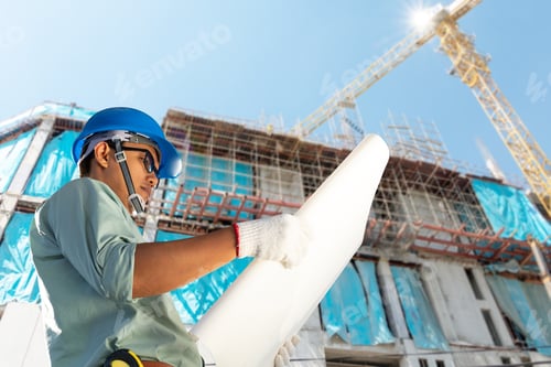 Preview: The Male Engineer Is Inspecting The Building Structure In The Construction Site.