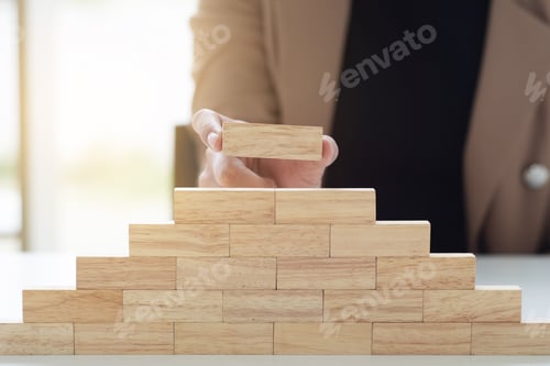 Preview: Business People Putting Brick Block Wall, Strategy And Solution Concept.